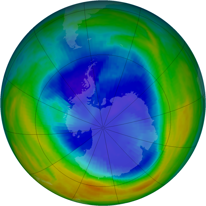 Antarctic ozone map for 07 September 1992